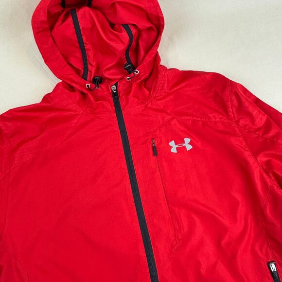 Under Armour Run All Season Gear Full-Zip Hooded Red Jacket - Mens Large Fitted - Picture 6 of 12